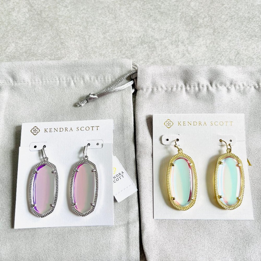 KENDRA SCOTT Elle Gold Drop Earrings in Dichroic Glass - PLS READ!